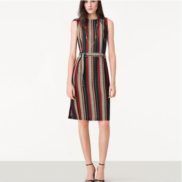 Tory Burch Julia Oceano Eden Silk Stripe Dress Size 8 - Picture 1 of 9